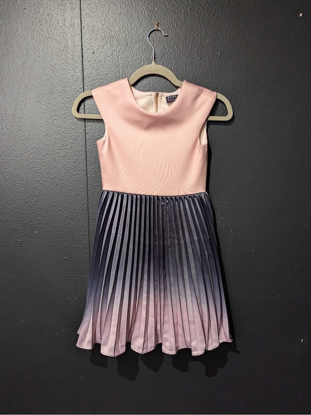 Hannah Banana Pink Bodice Gray-to-Pink Ombre Pleated Dress